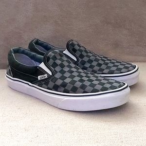 Vans grey and black checkerboard slip on sneakers